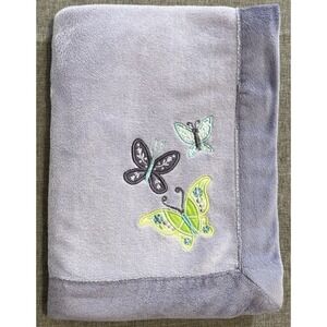 NoJo Baby Blanket Purple Butterfly Plush Security Lovey Lavender Green 30x40 HTF